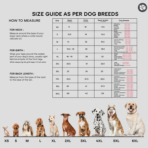 Size chart for dog clothes