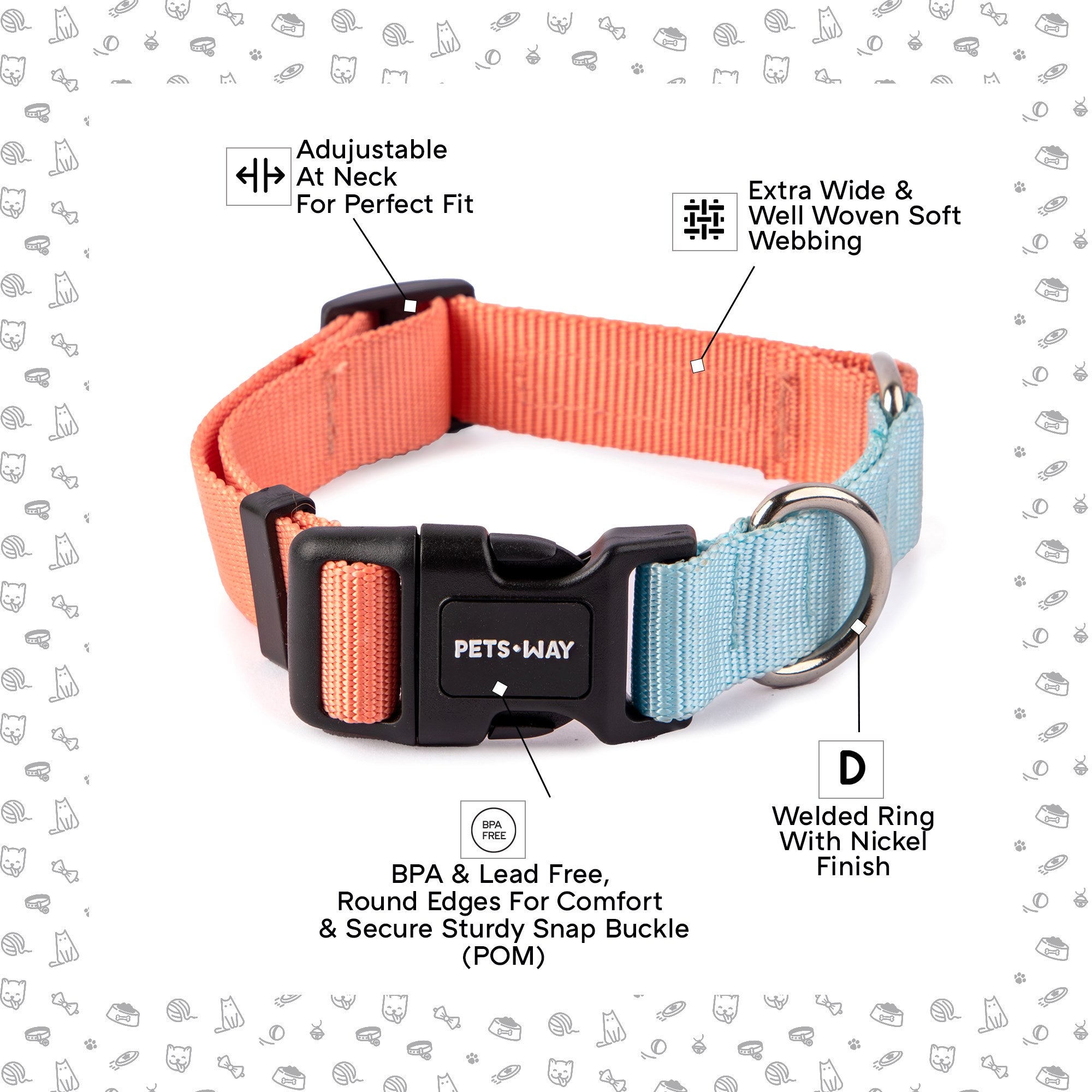 Peach & Sky - Dual Color Dog Collar