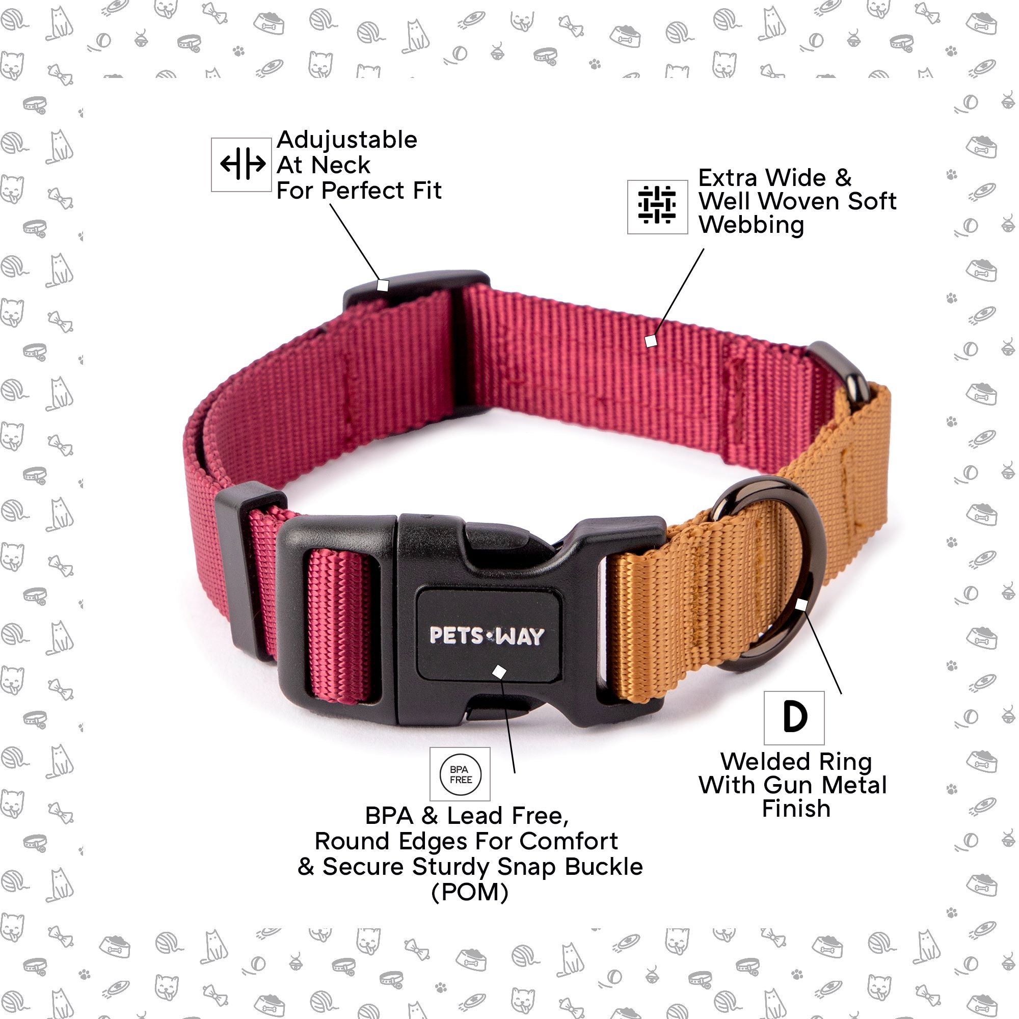 Wine & Honey - Dual Color Dog Collar