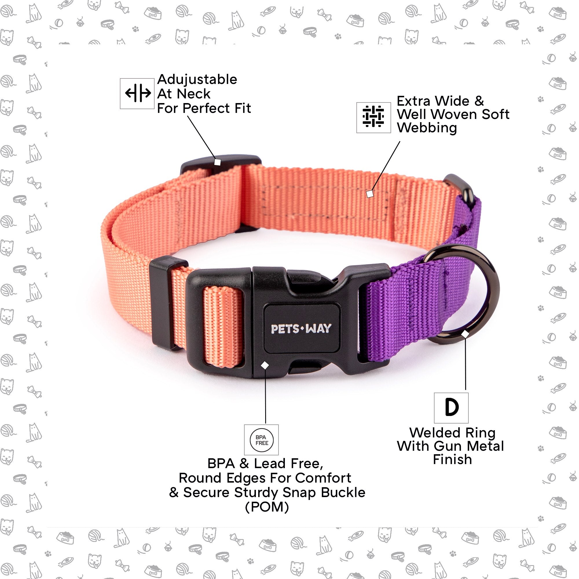 Peach & Amethyst - Dual Color Dog Collar