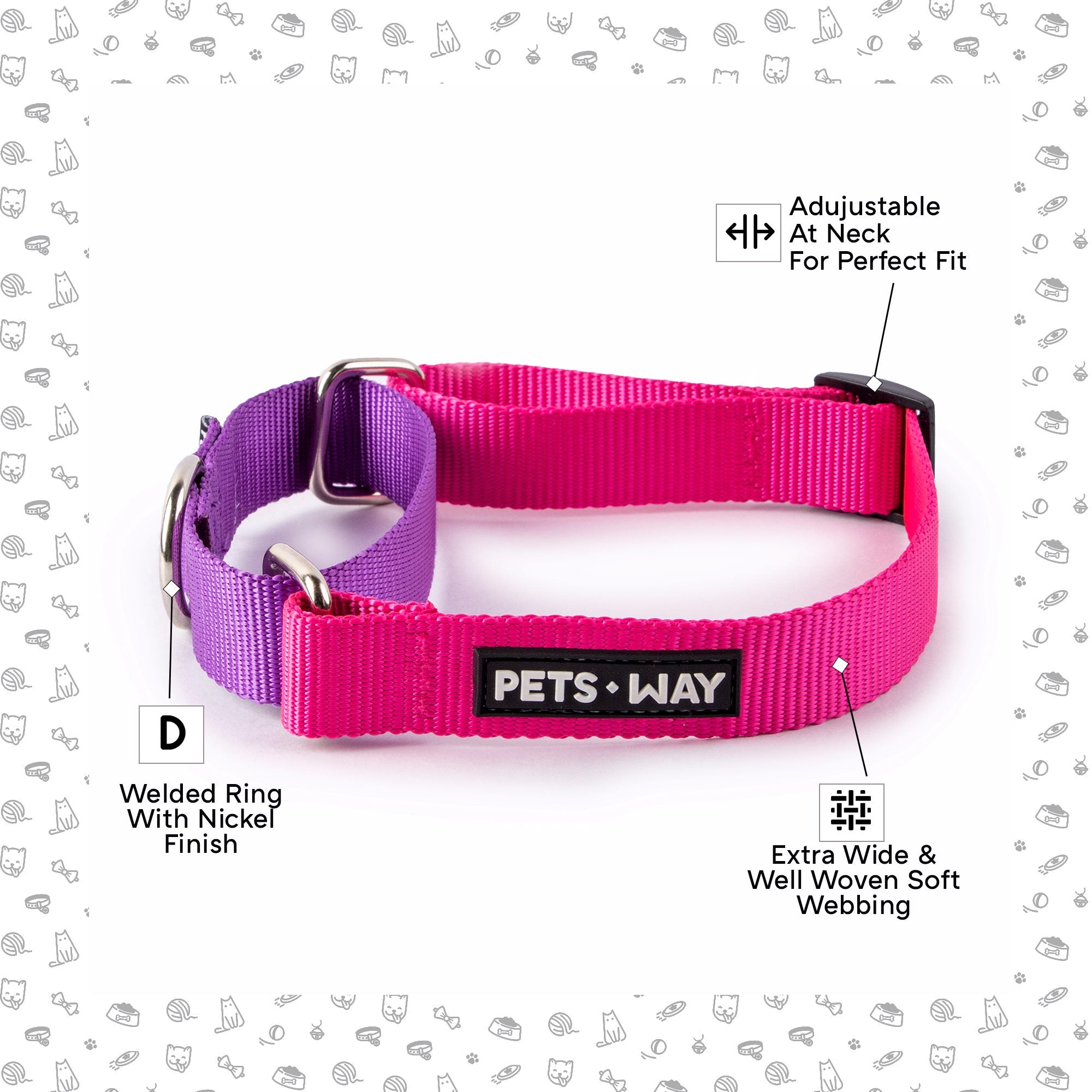 Fuschia & Amethyst - Martingale Dog Collar