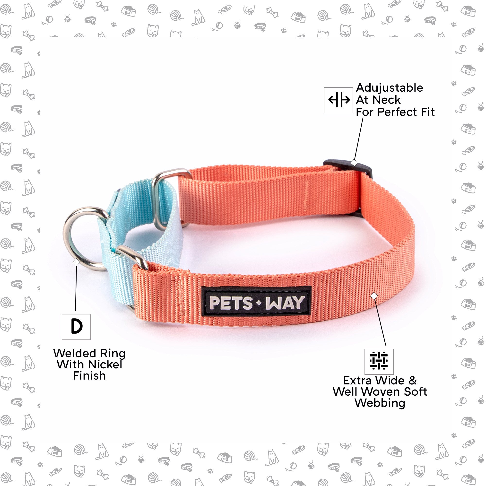 Peach & Sky - Martingale Dog Collar