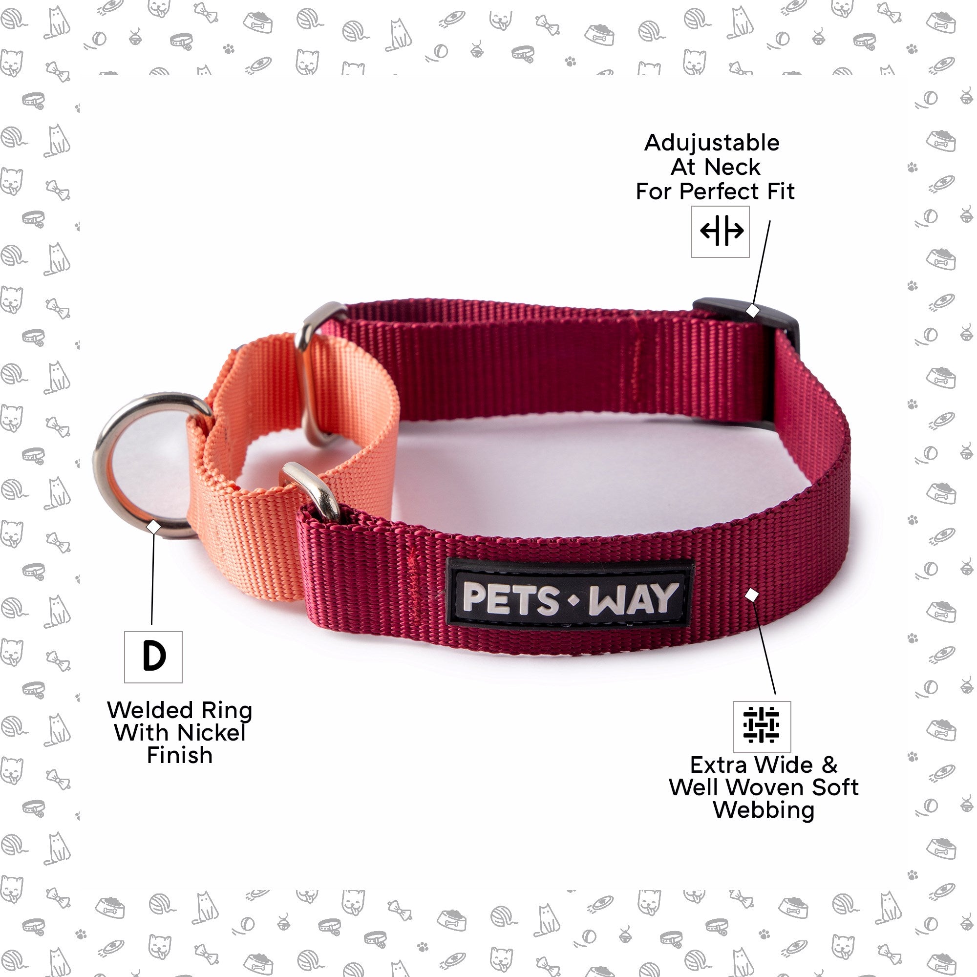 Wine & Peach - Martingale Dog Collar