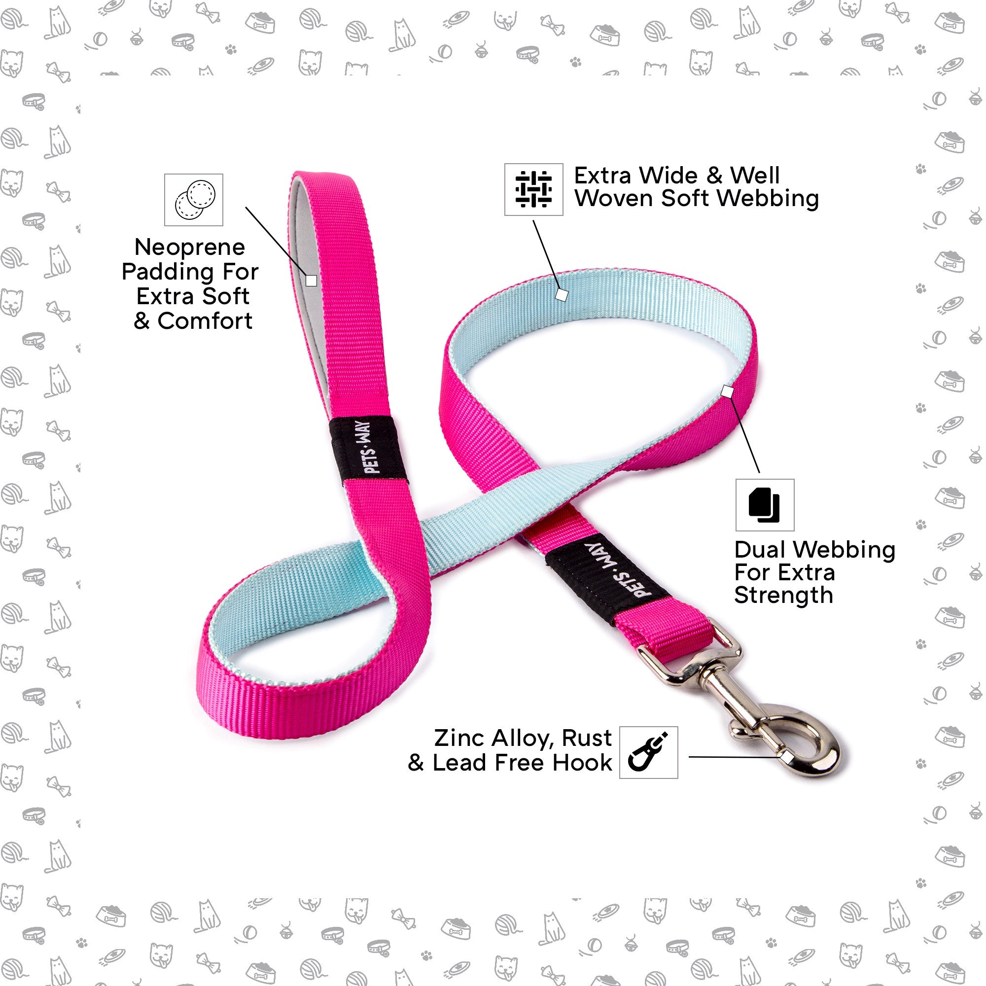 Fuschia & Sky - Dual Color Leash