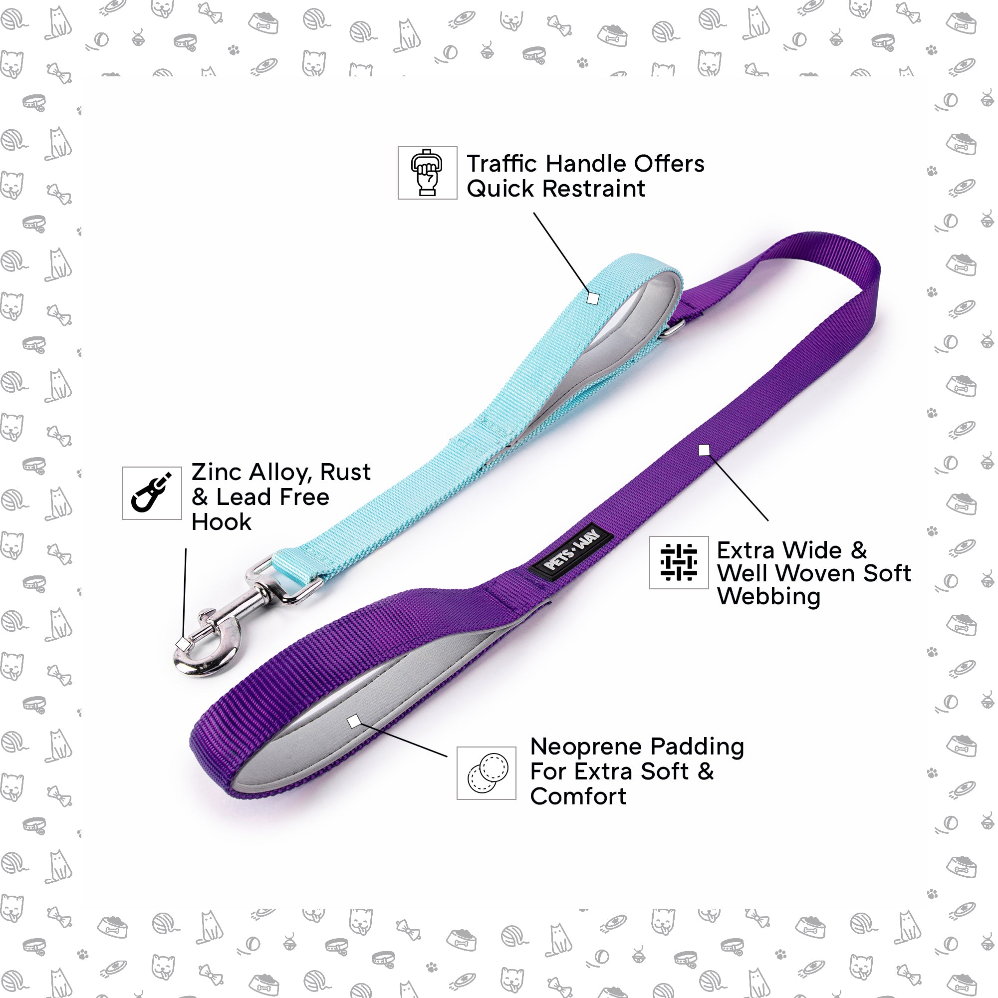 Amethyst & Sky - Traffic / Dual Handle  Leash