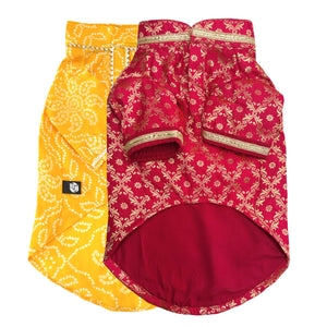 Pataka & Bandhani Dog kurta Combo