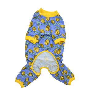 front of Pineapple Printed Dog Jumpsuit-petsway
