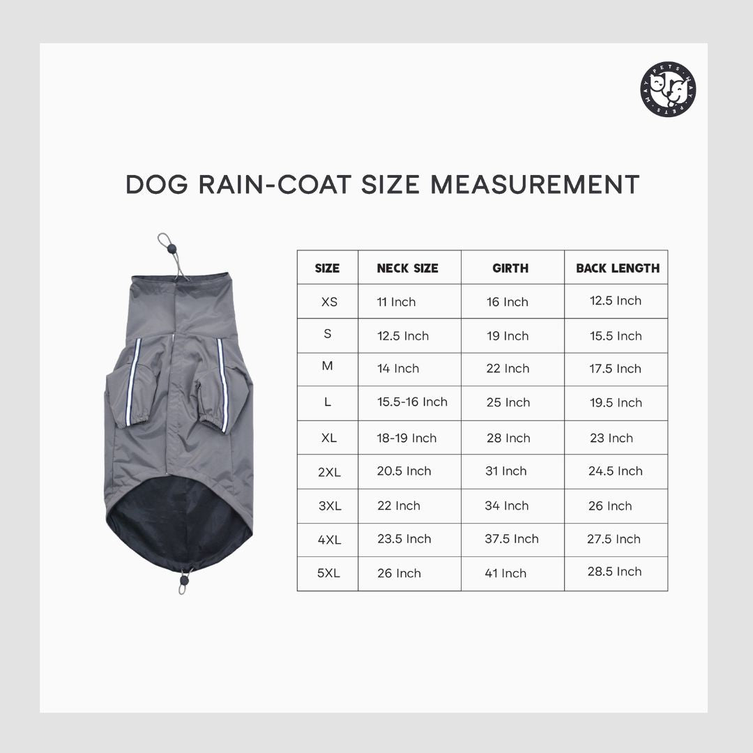 size chart of raincoat