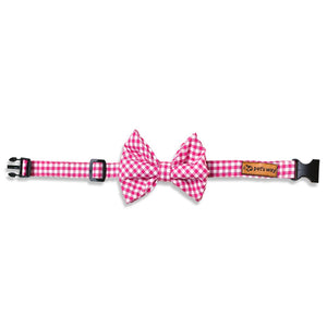 front of Rose Gingham Bow Tie-petsway