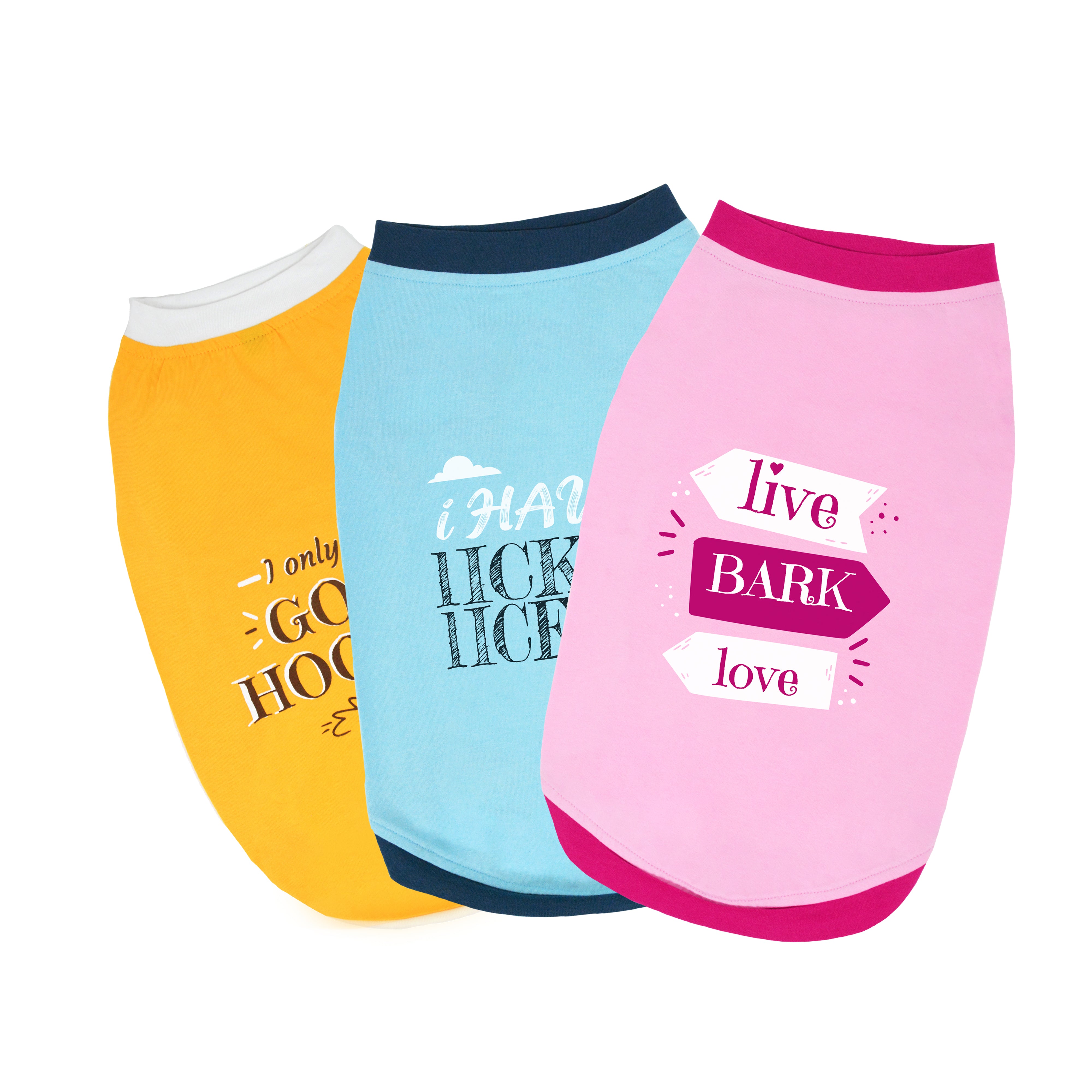 Pastel Love -  Sleeveless Dog T Shirt Combo - Pack of 3