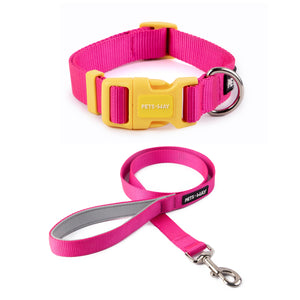 Fuschia Dog Collar Leash Set