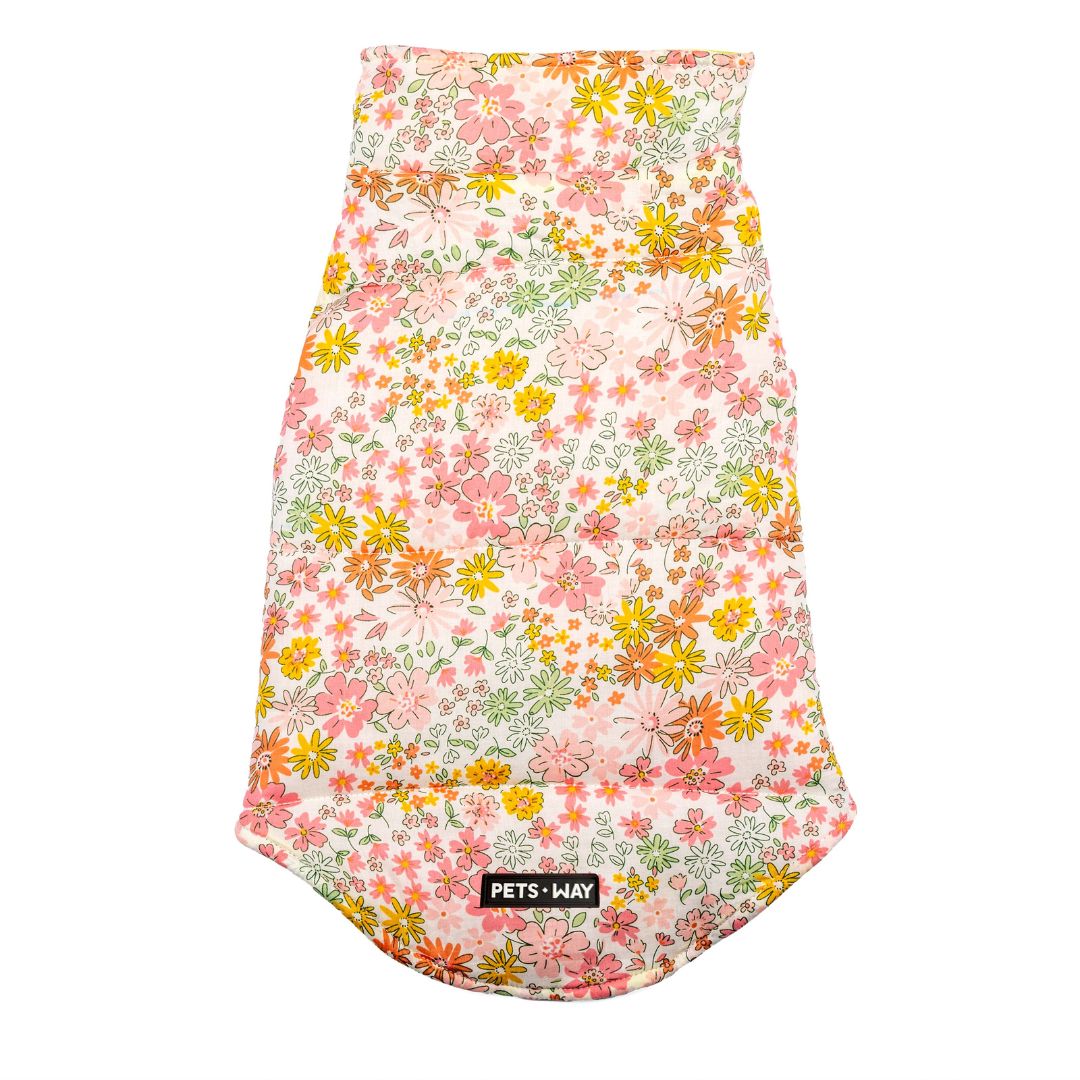 Back of Floral side of Superstar Reversible - Floral Dog Jacket Petsway
 