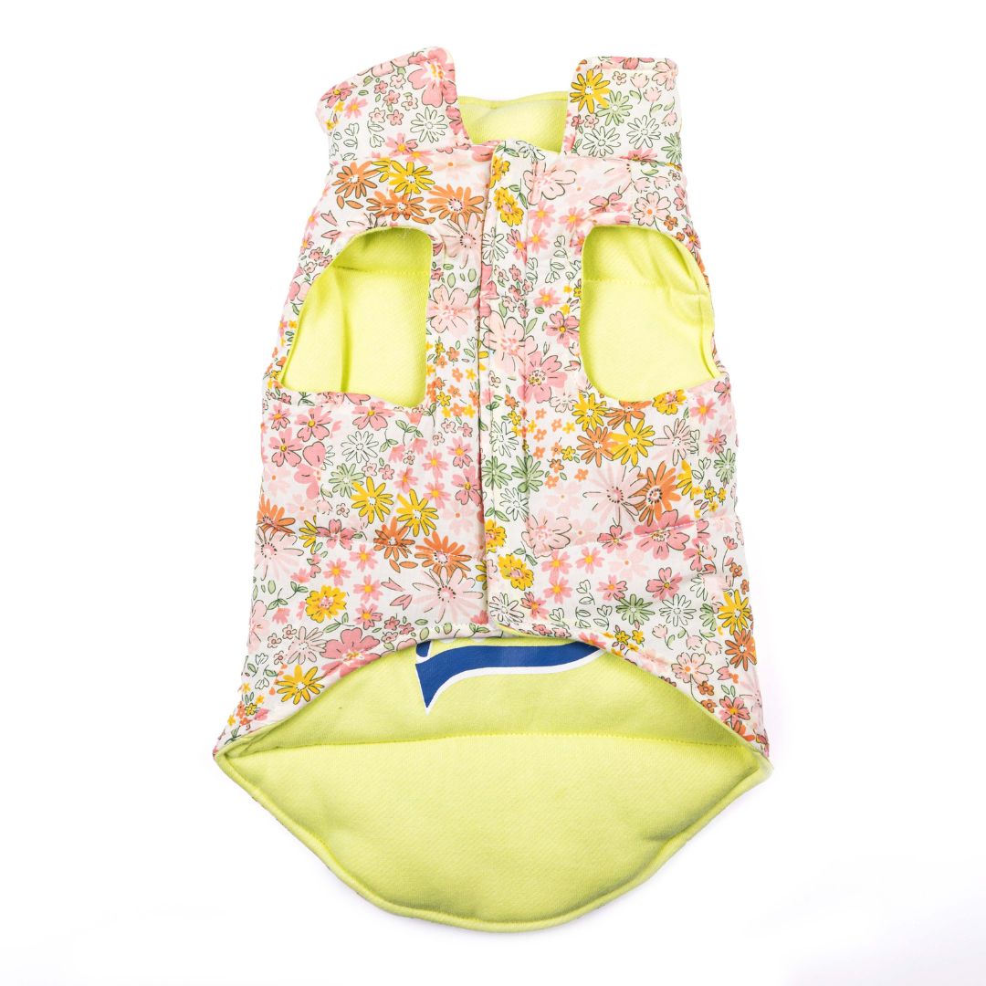 Front of floral side of Superstar Reversible - Floral Dog Jacket Petsway
