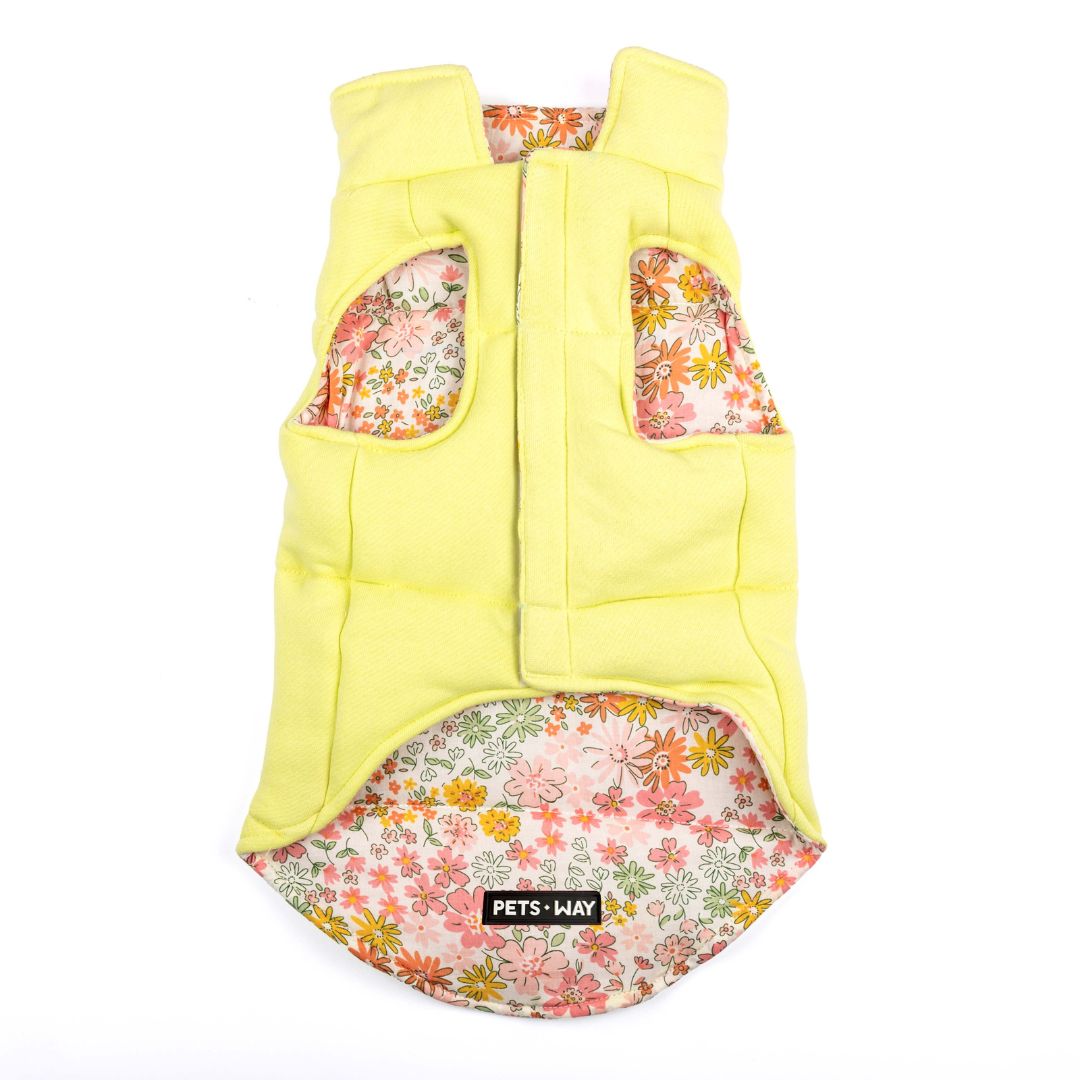 Front side of Superstar side of Superstar Reversible - Floral Dog Jacket Petsway
