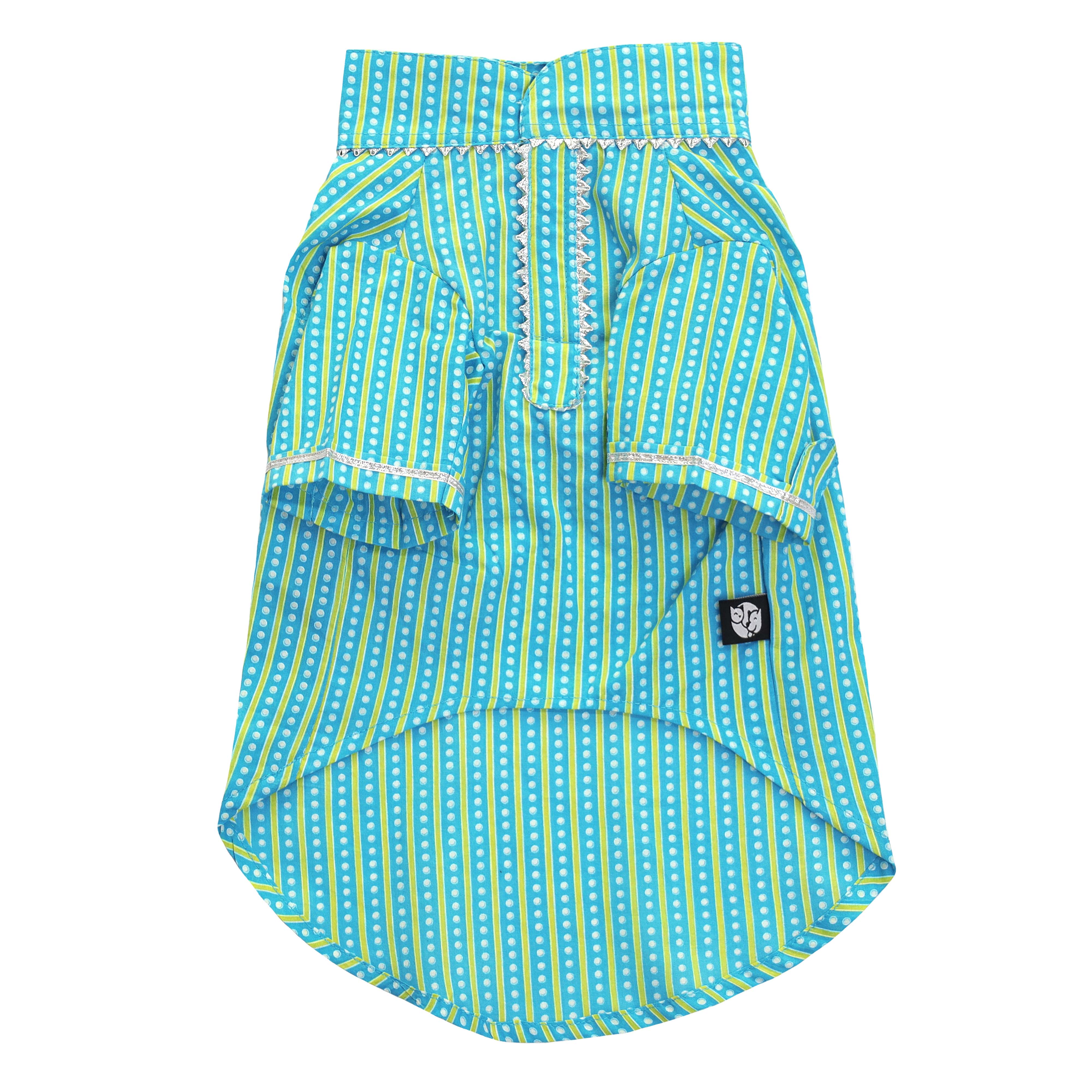 Striped - Teal Dog kurta