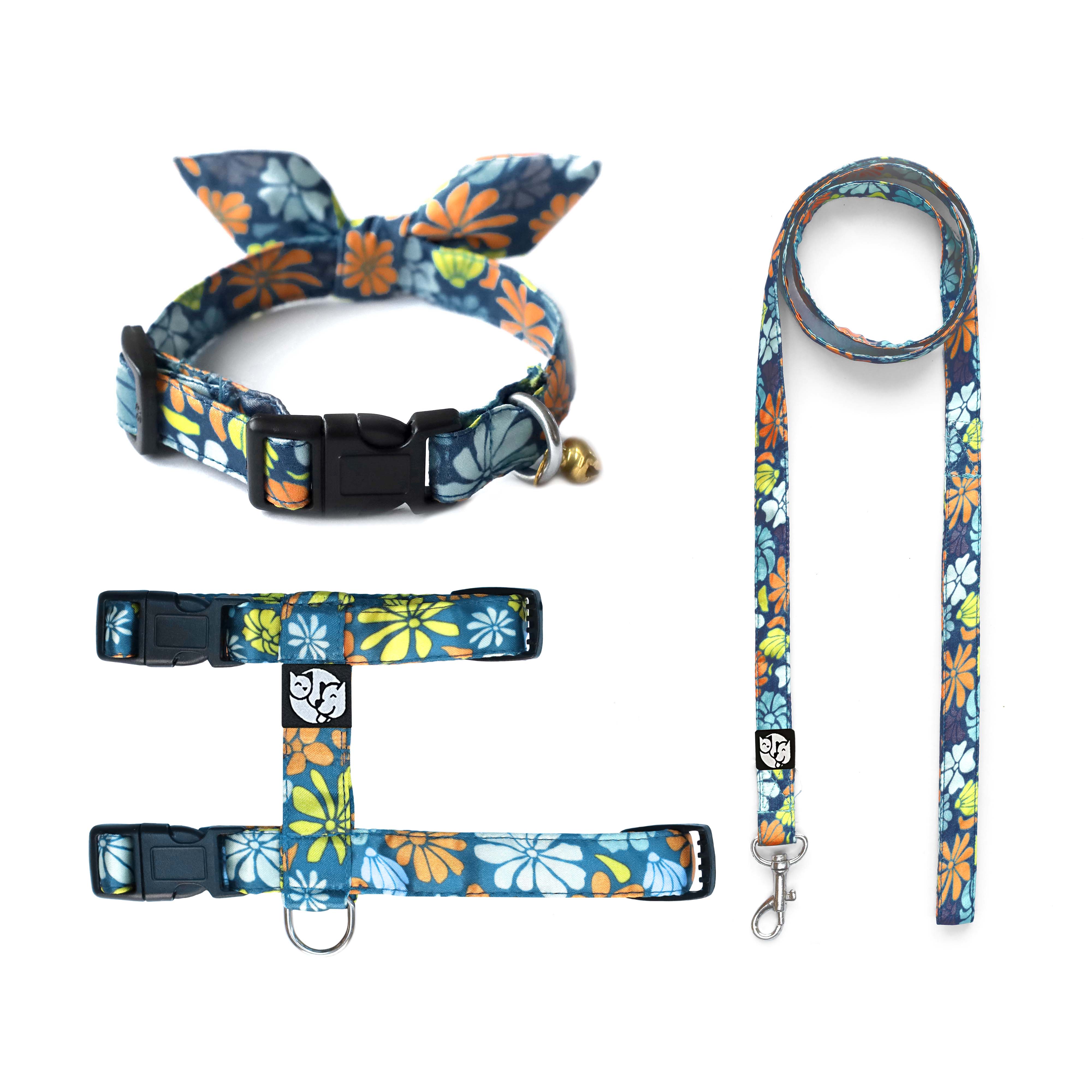 Bold Bloom Puppy & Cat Collar Leash Harness Set