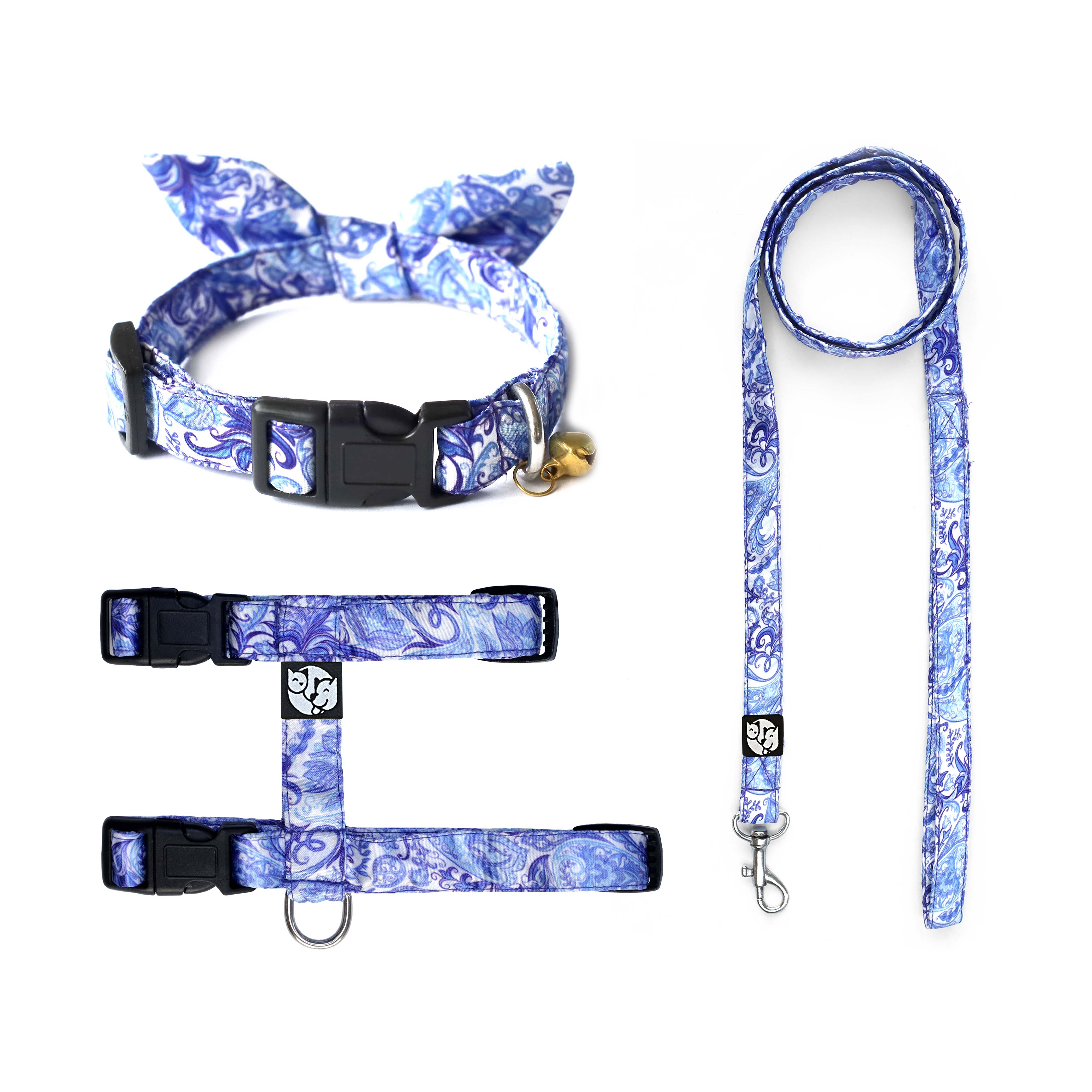 Paisley Puppy & Cat Collar Leash Harness Set