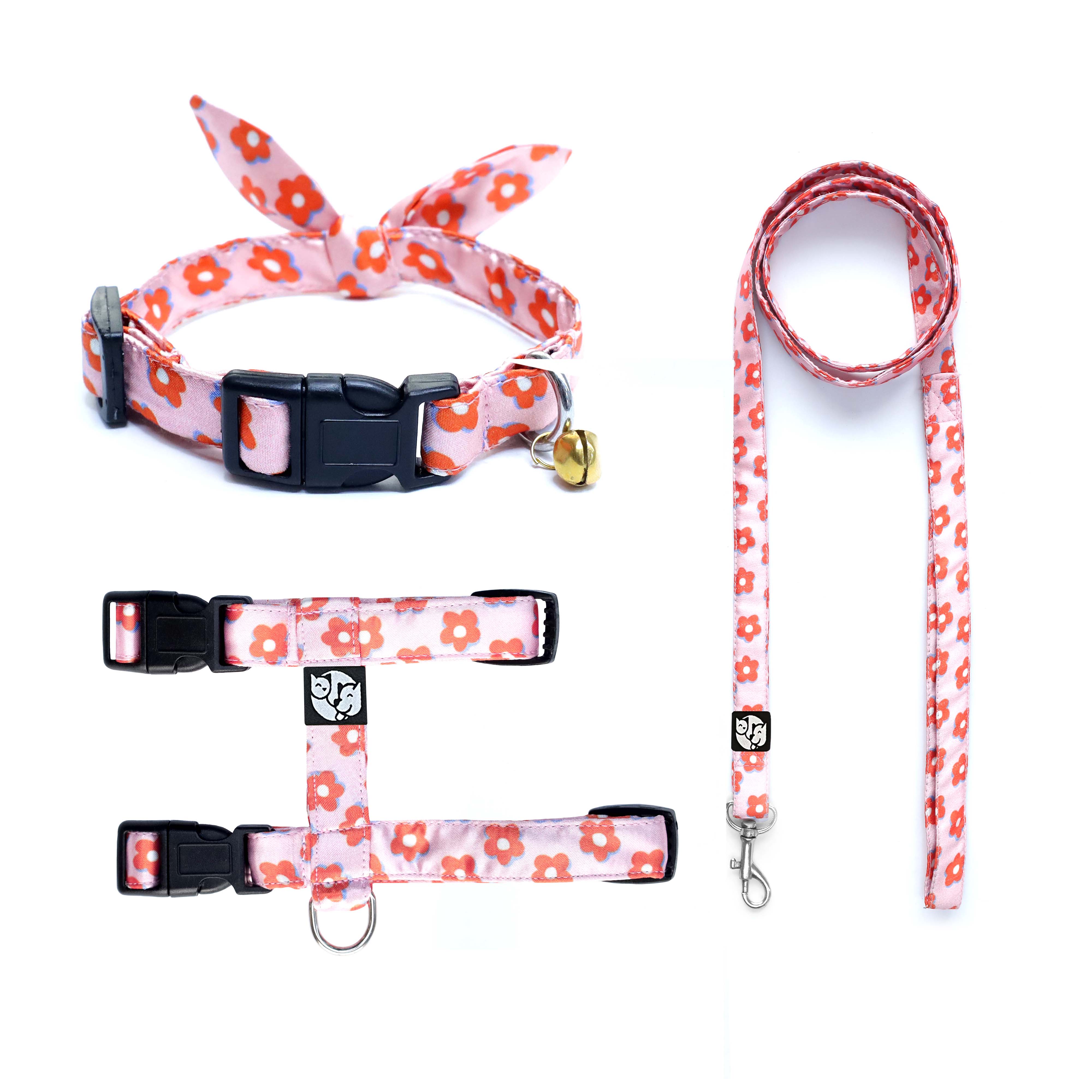 Pawfect Flower Puppy & Cat Collar Leash Harness Set