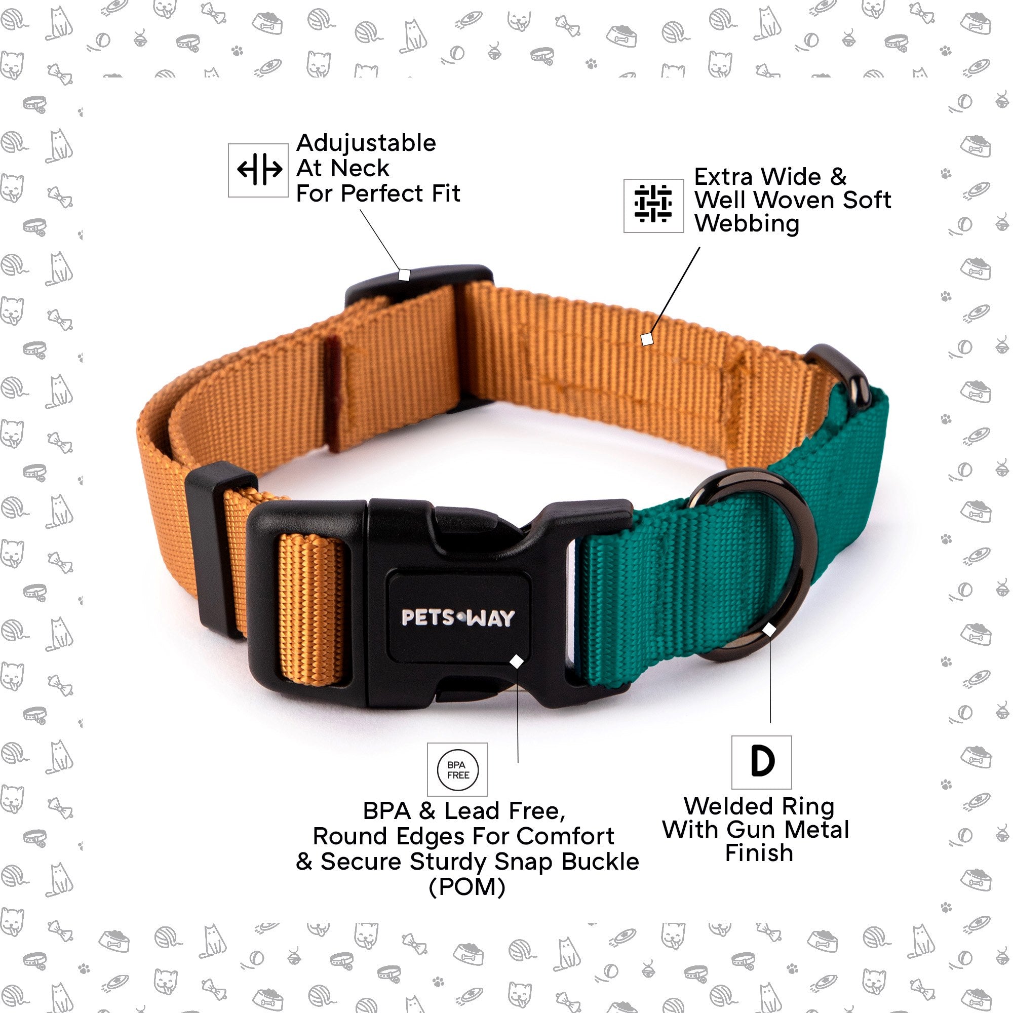 Honey & Emerald - Dual Color Dog Collar