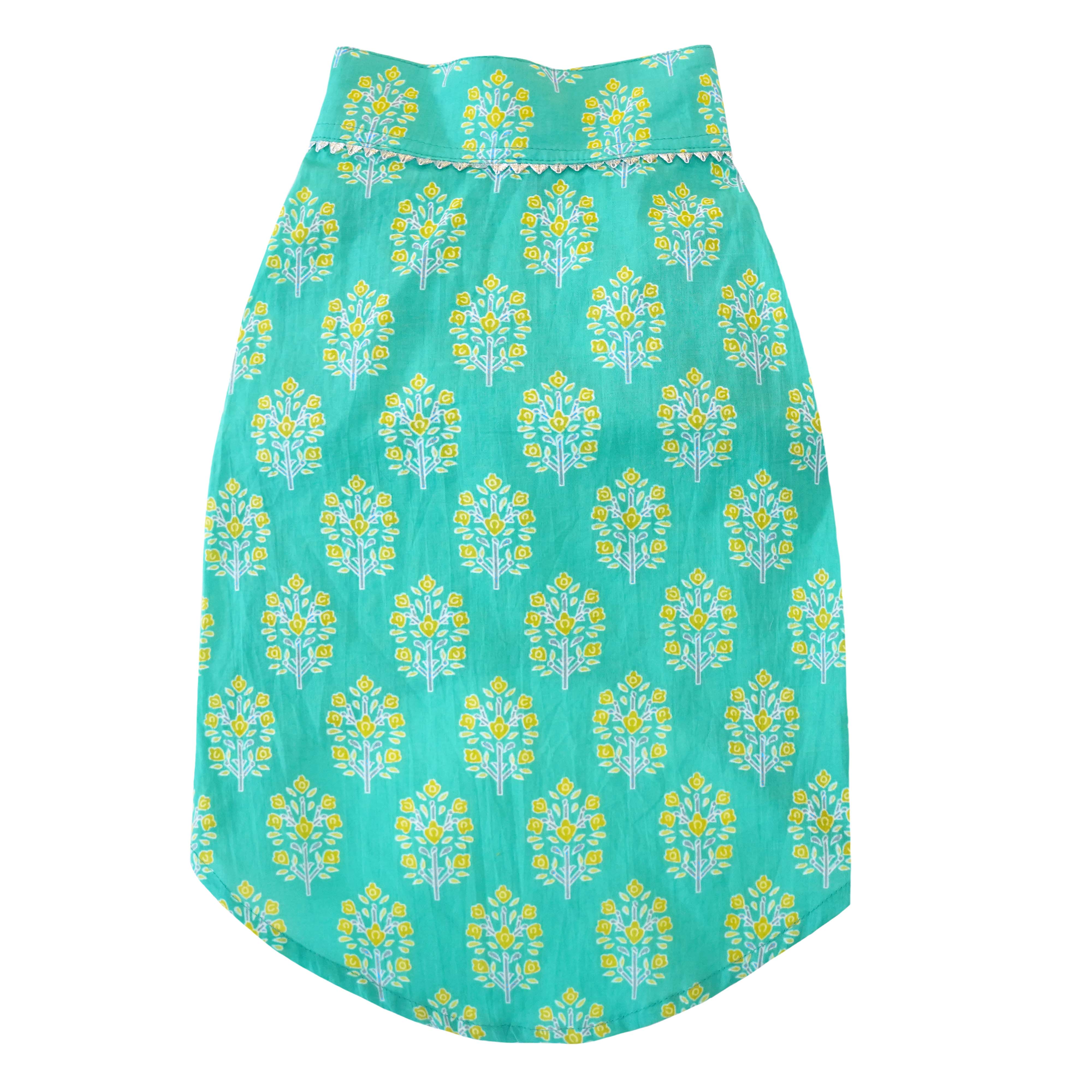 Sanganeri- Teal Dog kurta