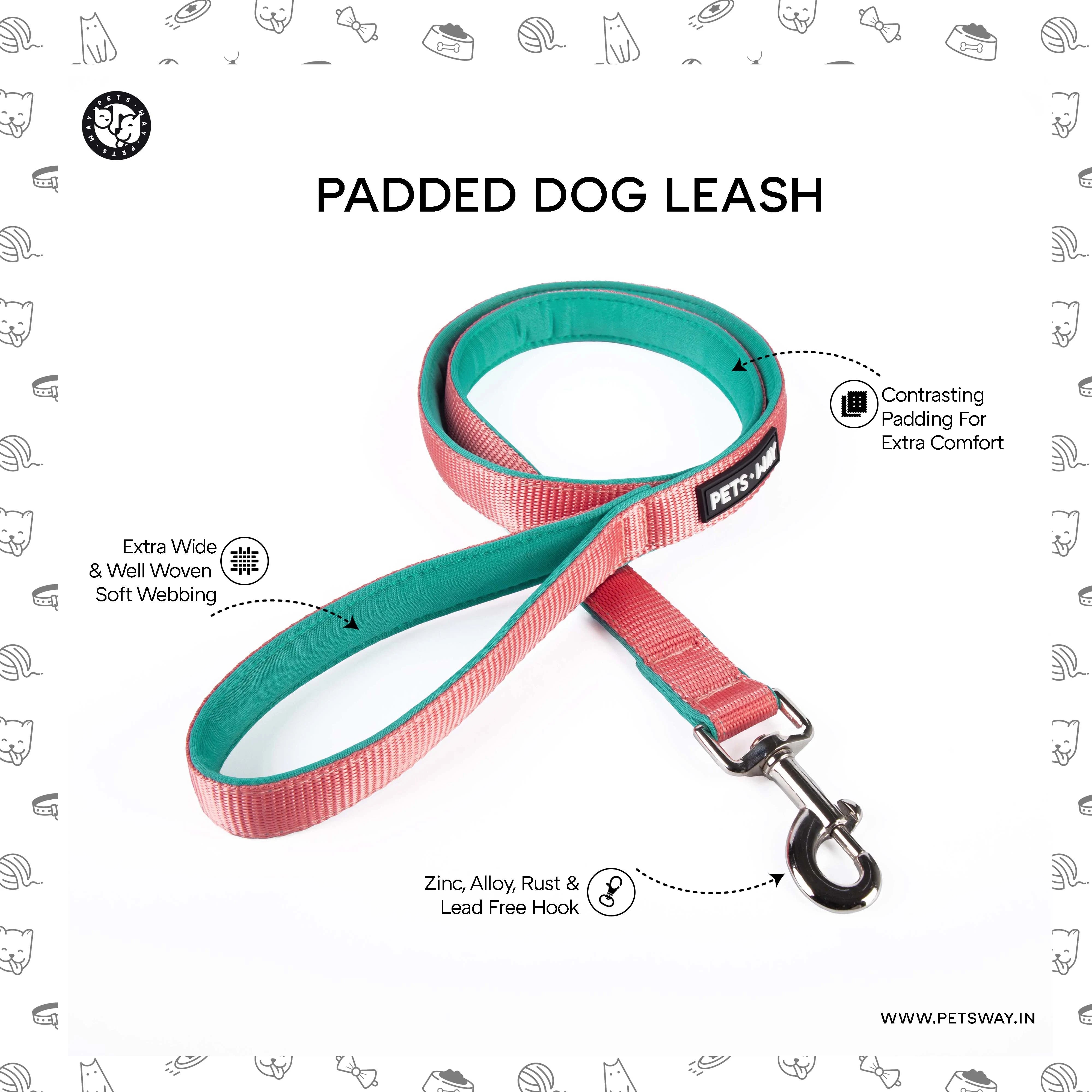 Wine padded Dog Leash