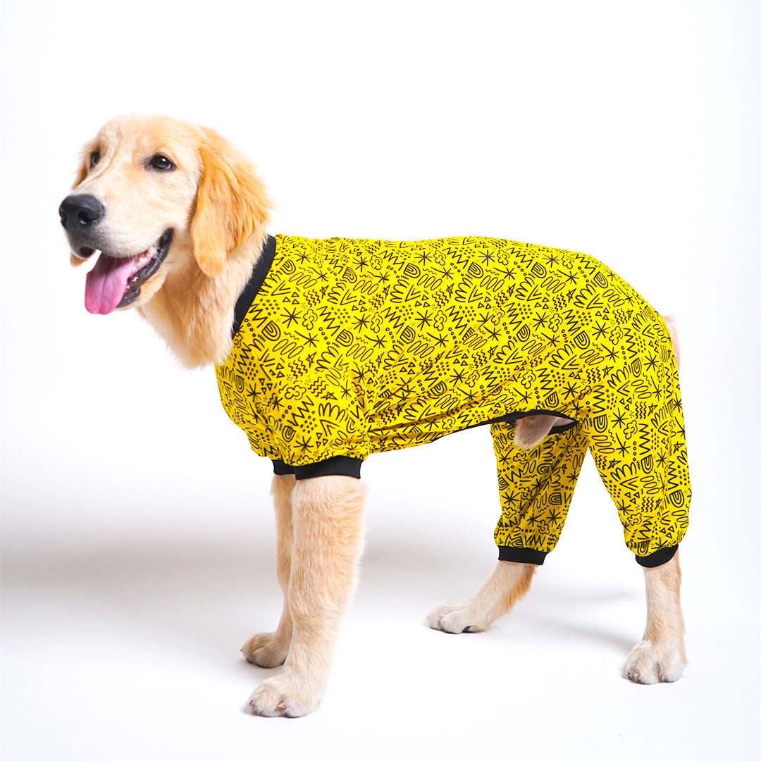 Scribble Printed Dog Jumpsuit