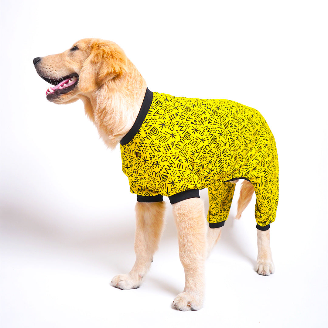 Scribble Printed Dog Jumpsuit