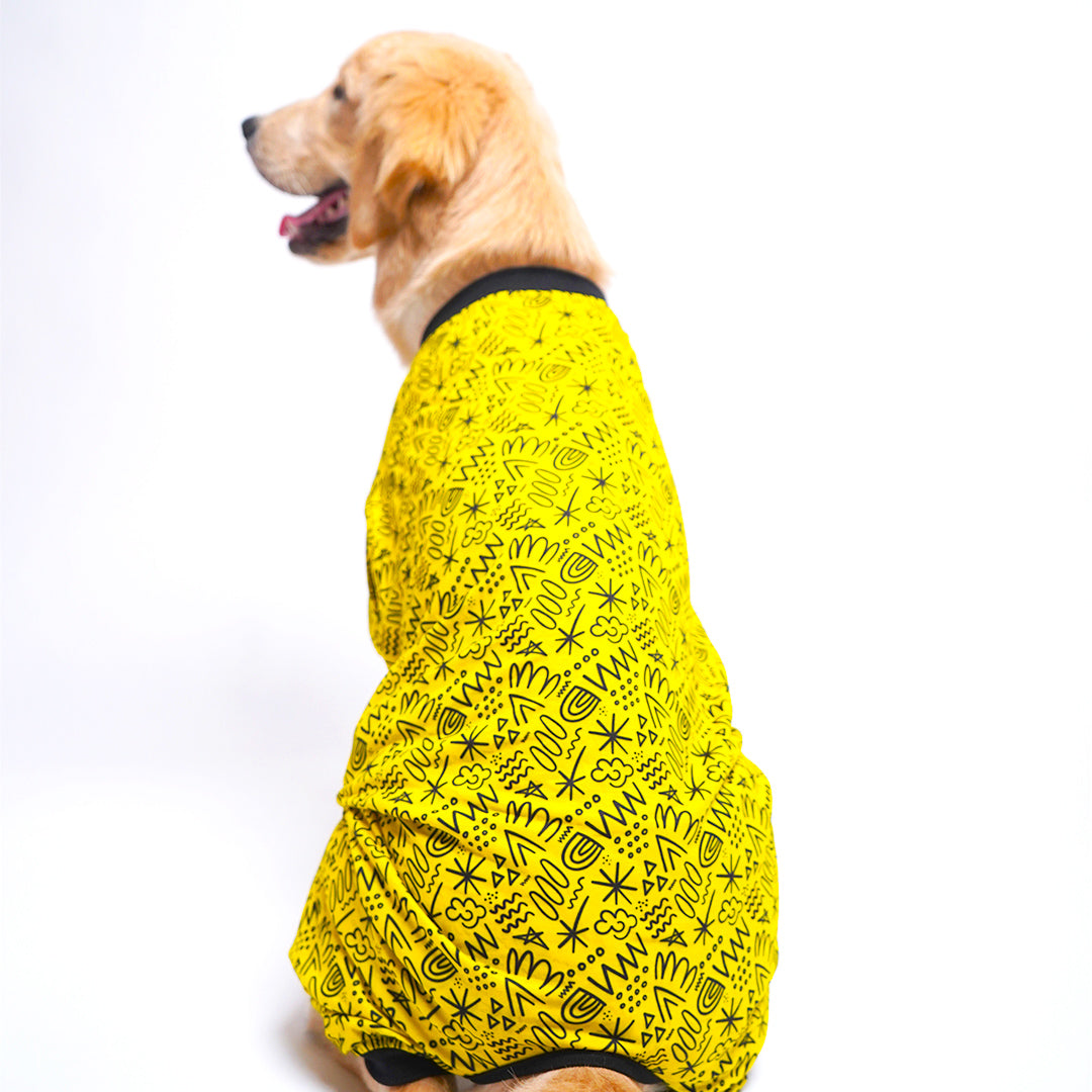 Scribble Printed Dog Jumpsuit