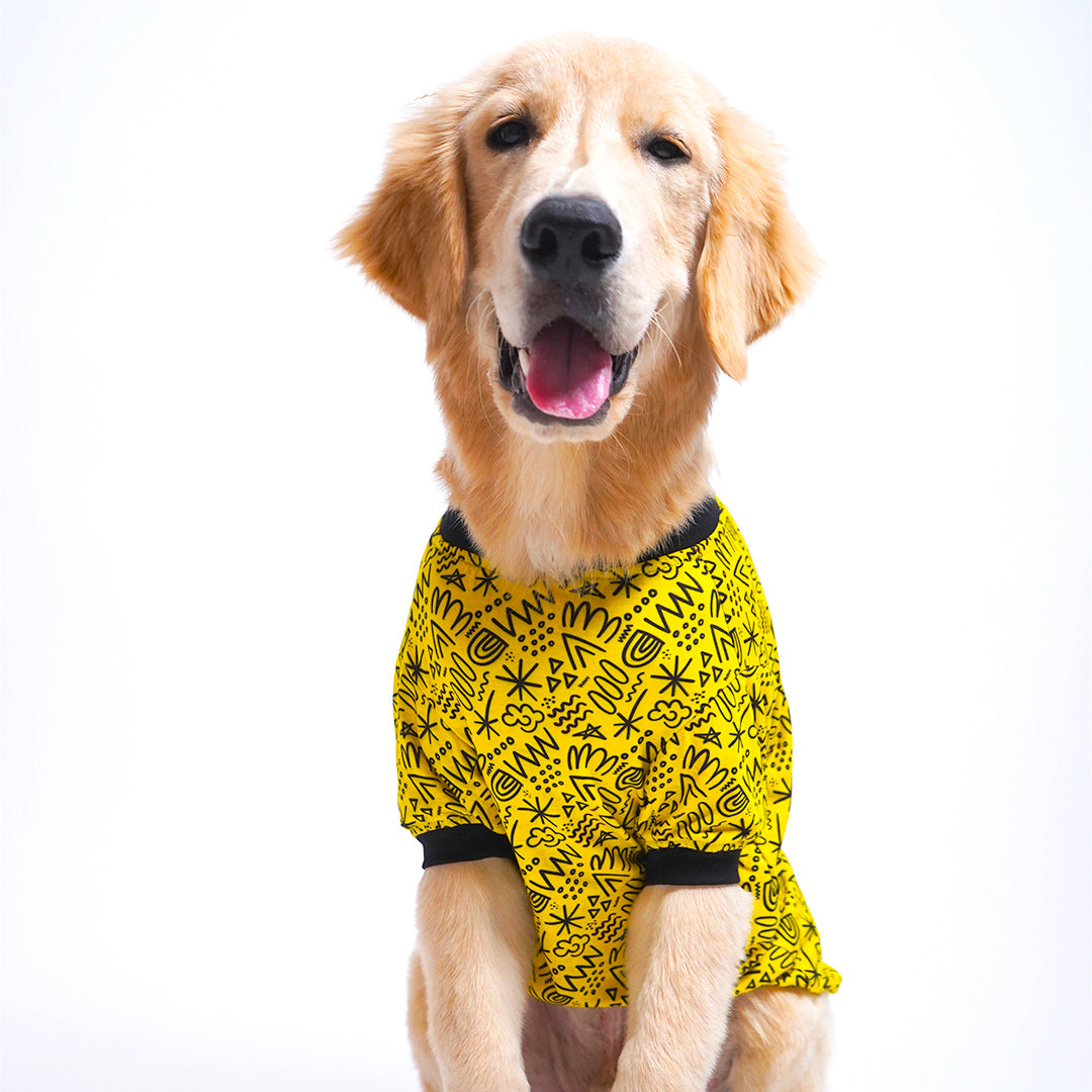 Scribble Printed Dog Jumpsuit