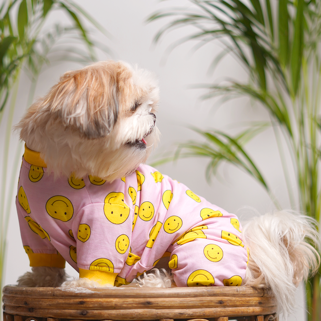 Smiley Printed Dog Jumpsuit